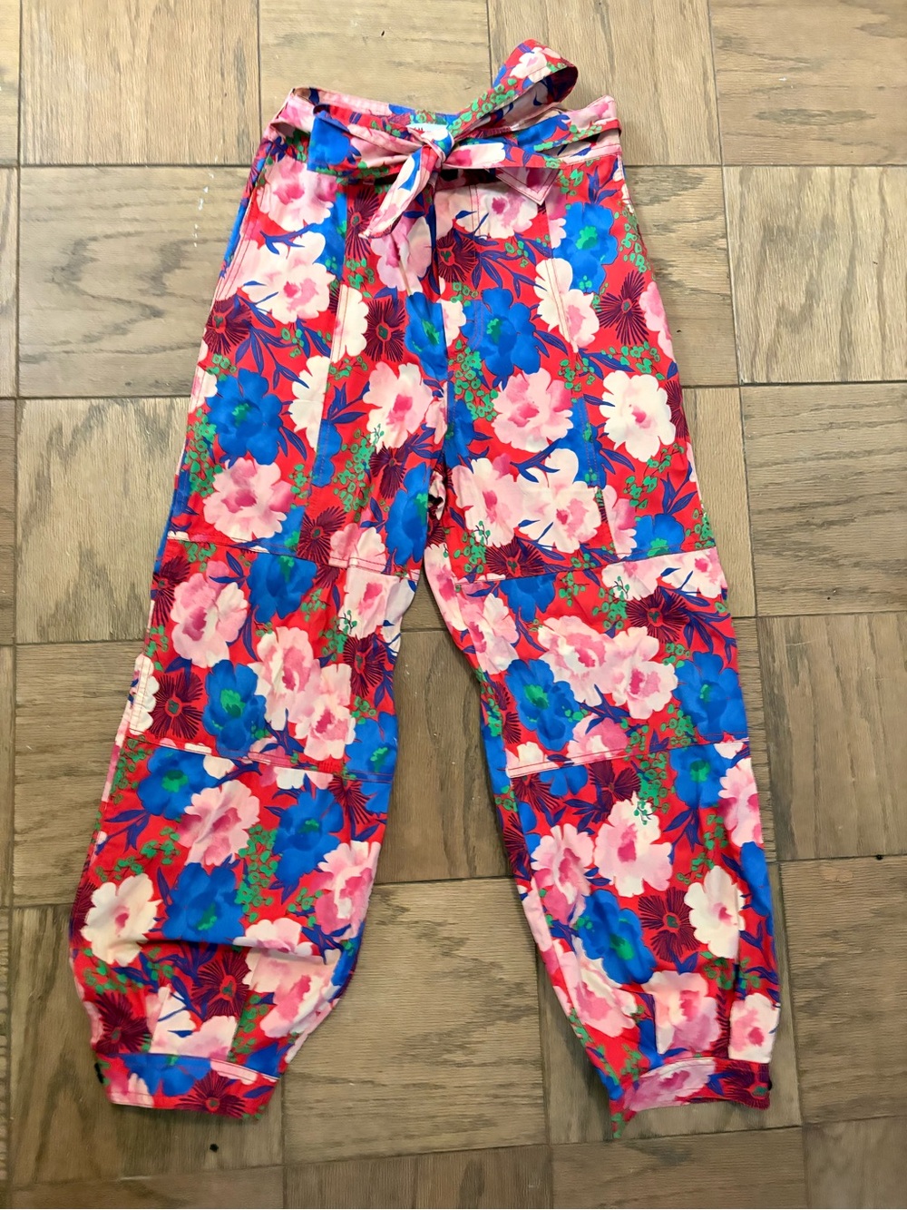 Zara Multicolor Floral Track Pants - Pink, Blue, Red